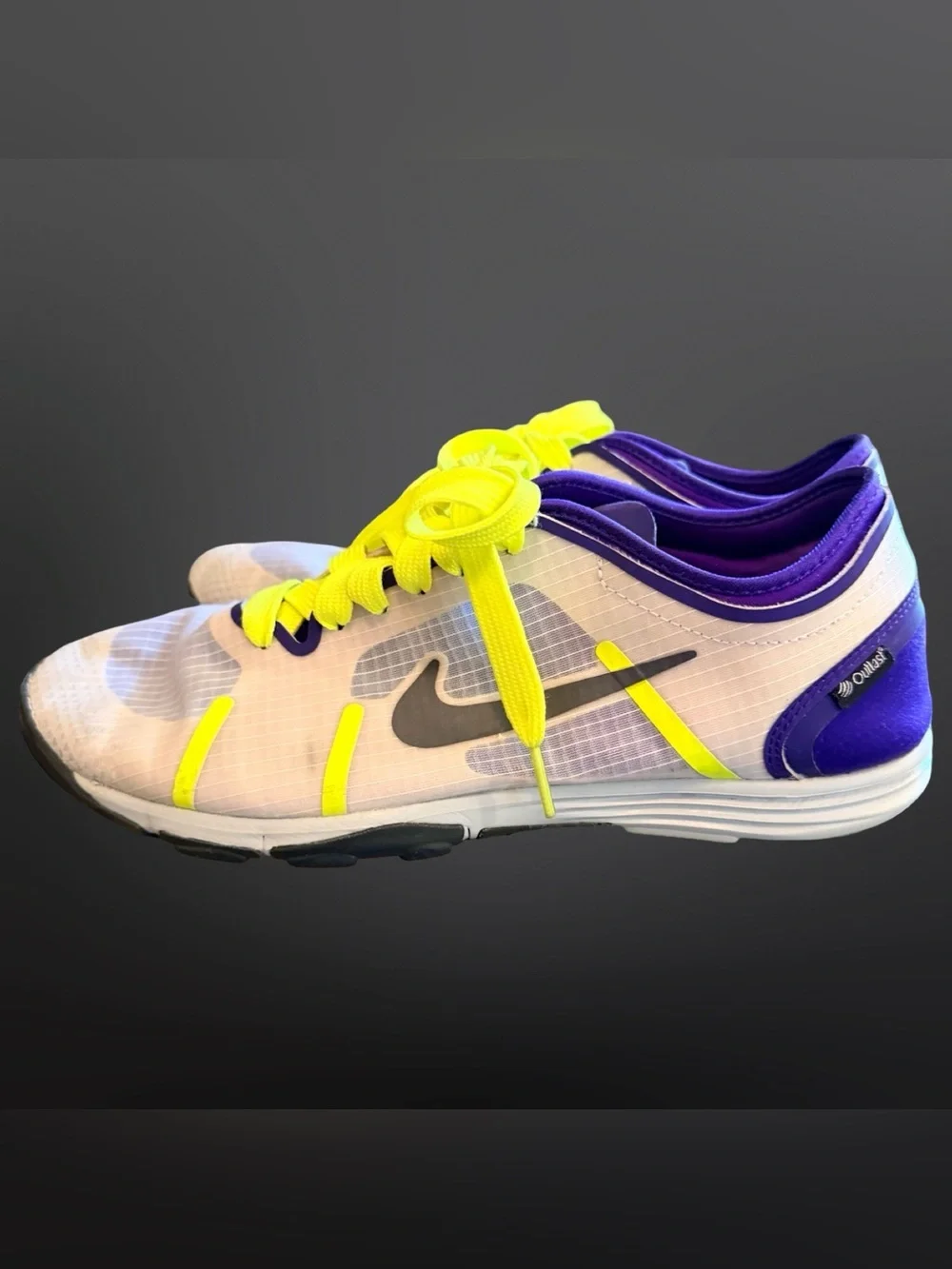 Nike Lunar Element Sneakers White Purple Neon Yellow Women’s 9